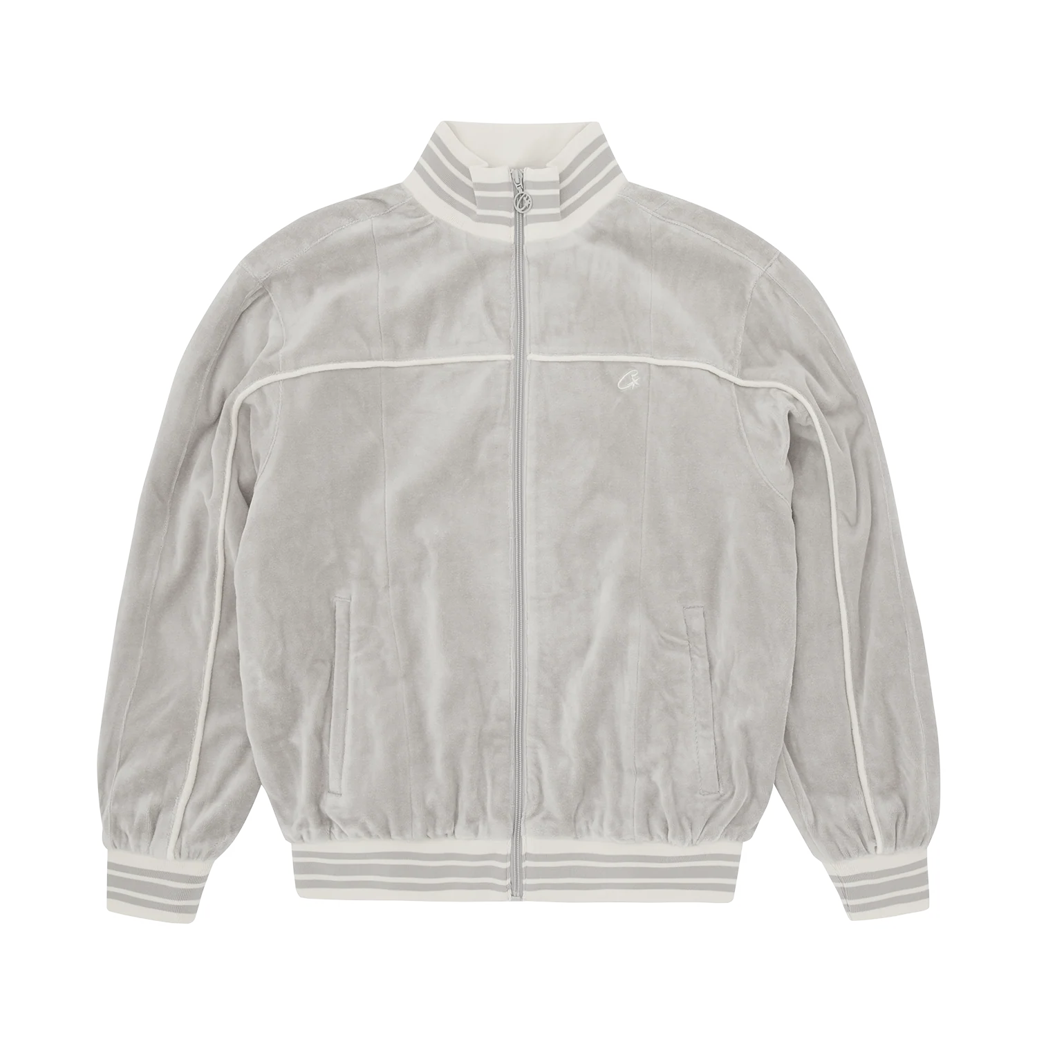 Corteiz VVS Uptown Velour Track Jacket Grey